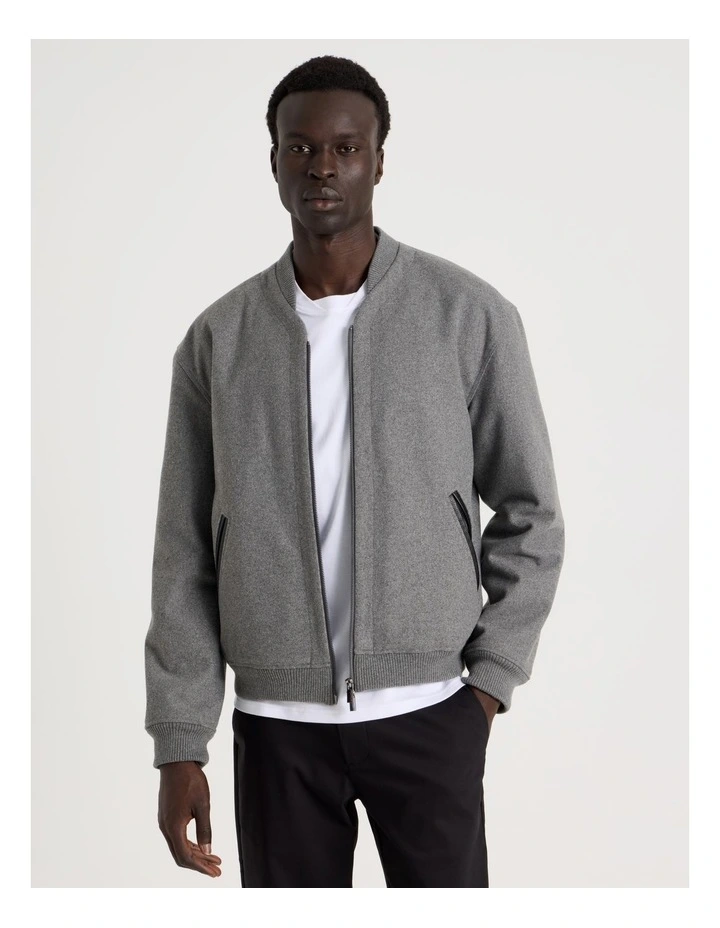 Zip Through Varsity Jacket in Grey image 7