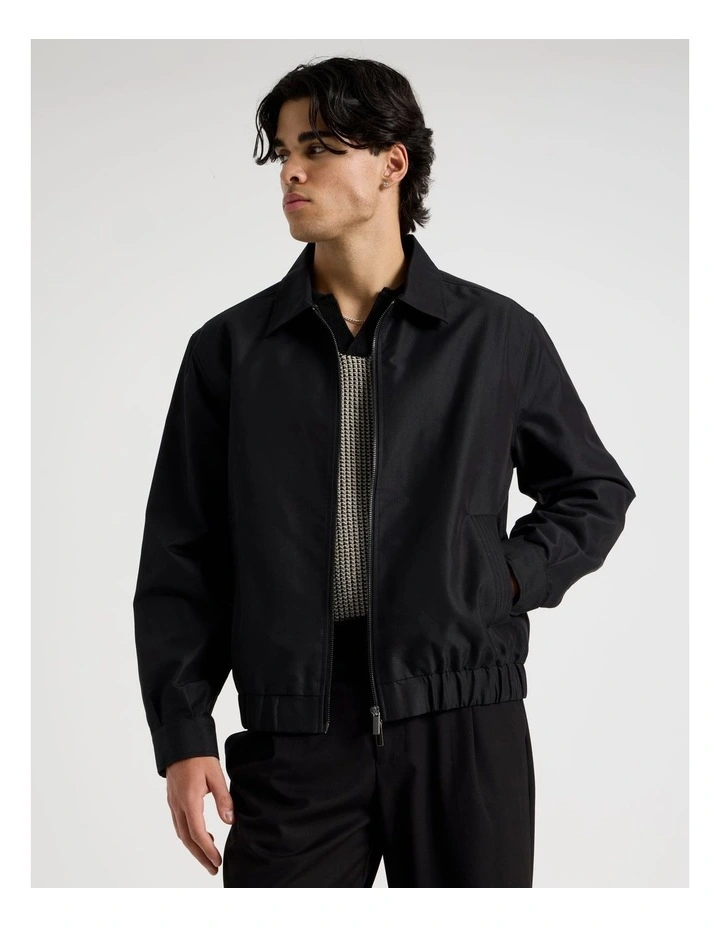 Cotton Twill Bomber Jacket in Black image 1