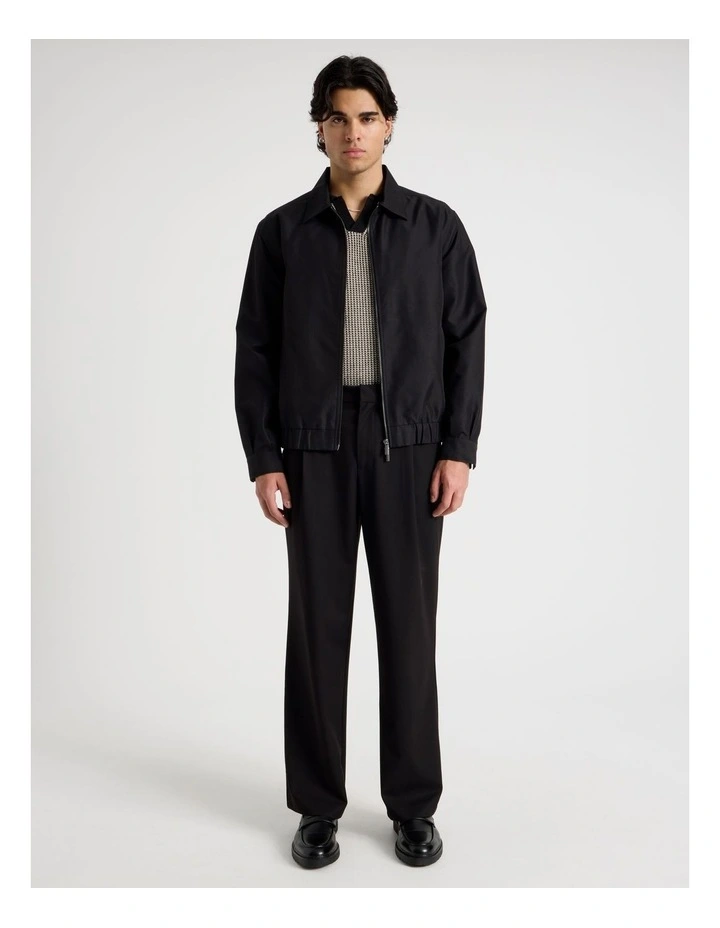 Cotton Twill Bomber Jacket in Black image 2