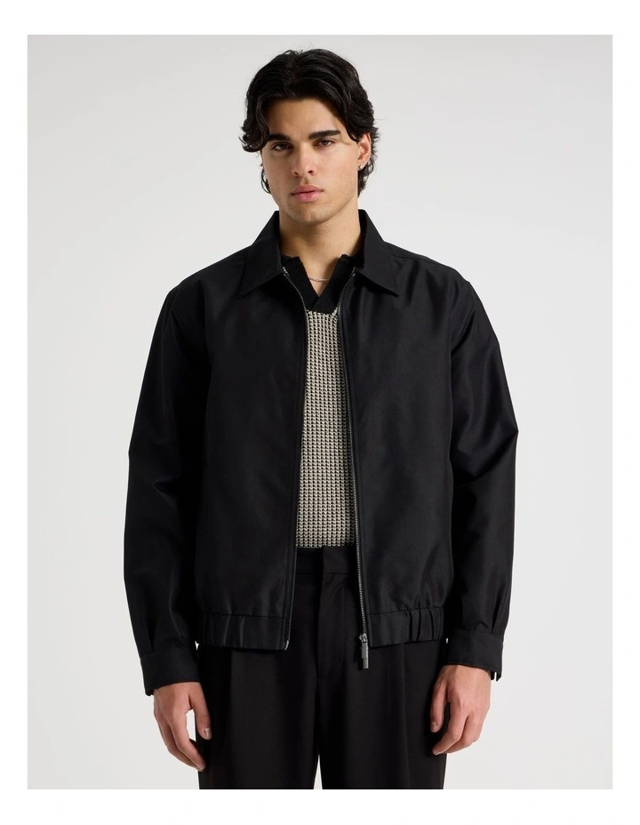 Cotton Twill Bomber Jacket in Black image 3