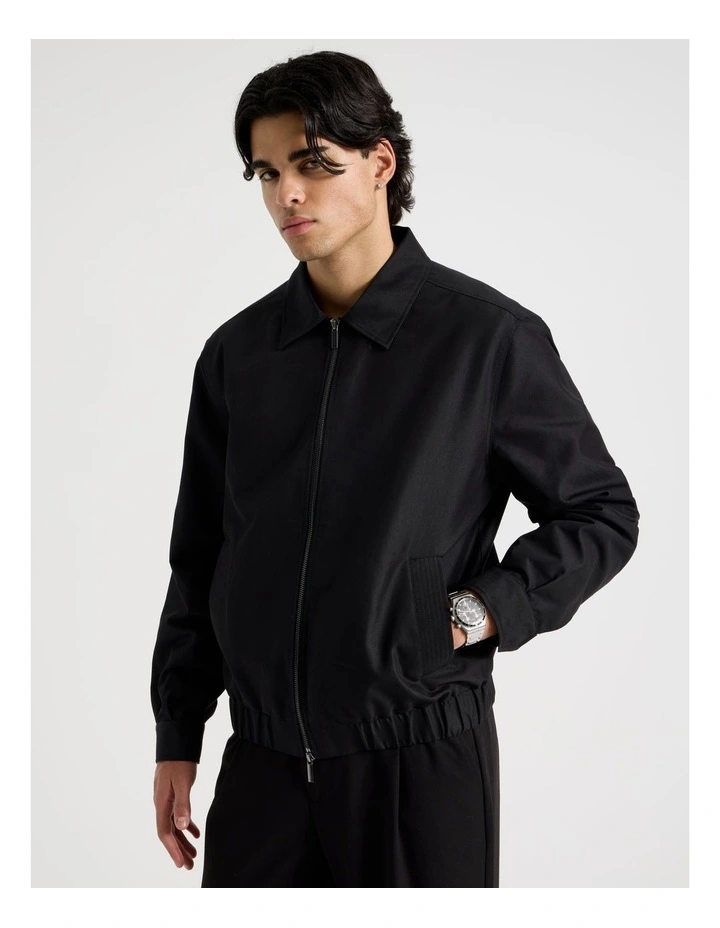 Cotton Twill Bomber Jacket in Black image 4