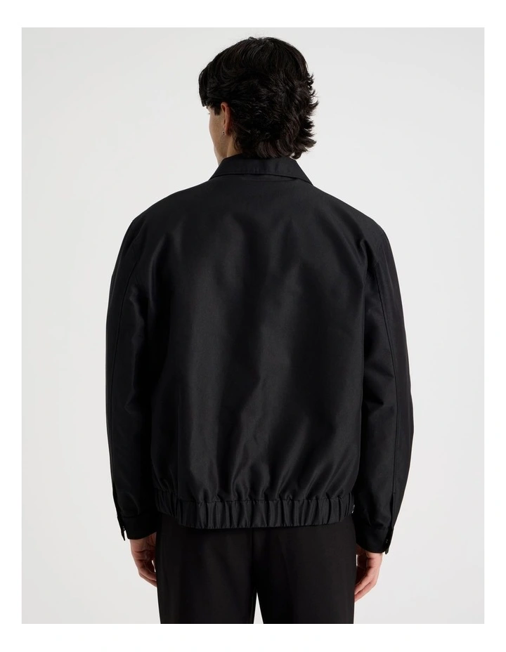 Cotton Twill Bomber Jacket in Black image 5