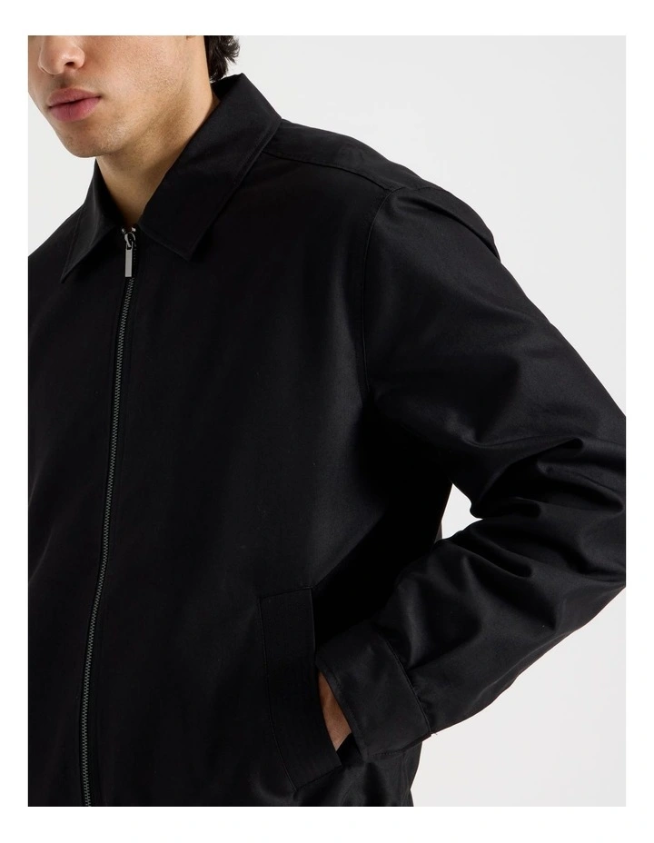Cotton Twill Bomber Jacket in Black image 6