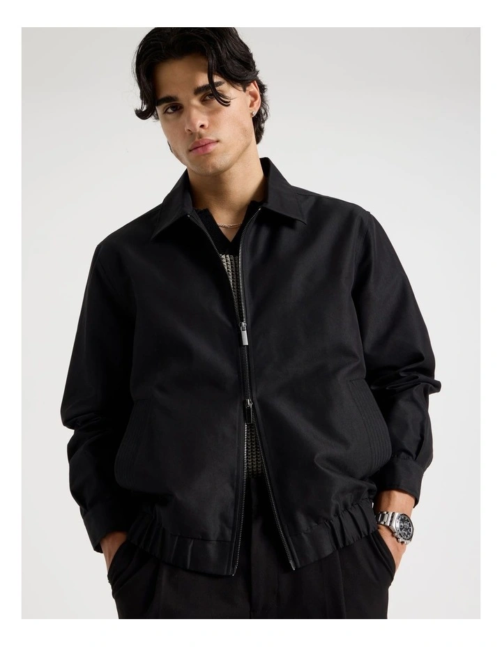 Cotton Twill Bomber Jacket in Black image 7