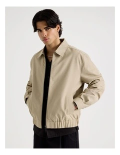 Cotton Twill Bomber Jacket in Sand