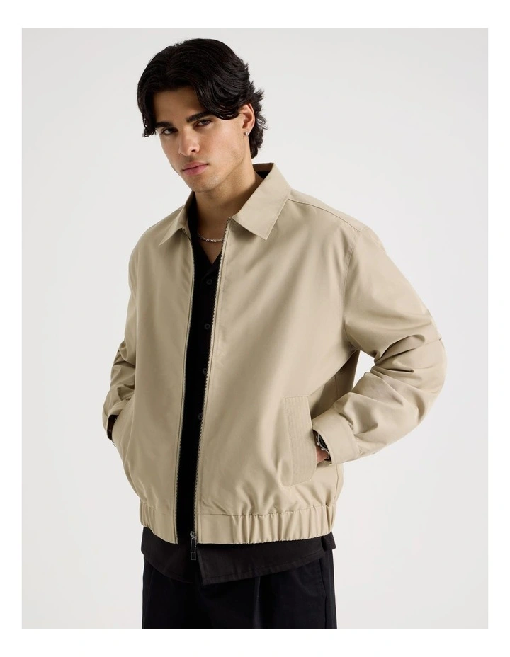 Cotton Twill Bomber Jacket in Sand image 1