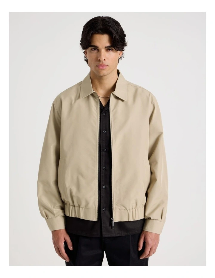 Cotton Twill Bomber Jacket in Sand image 3