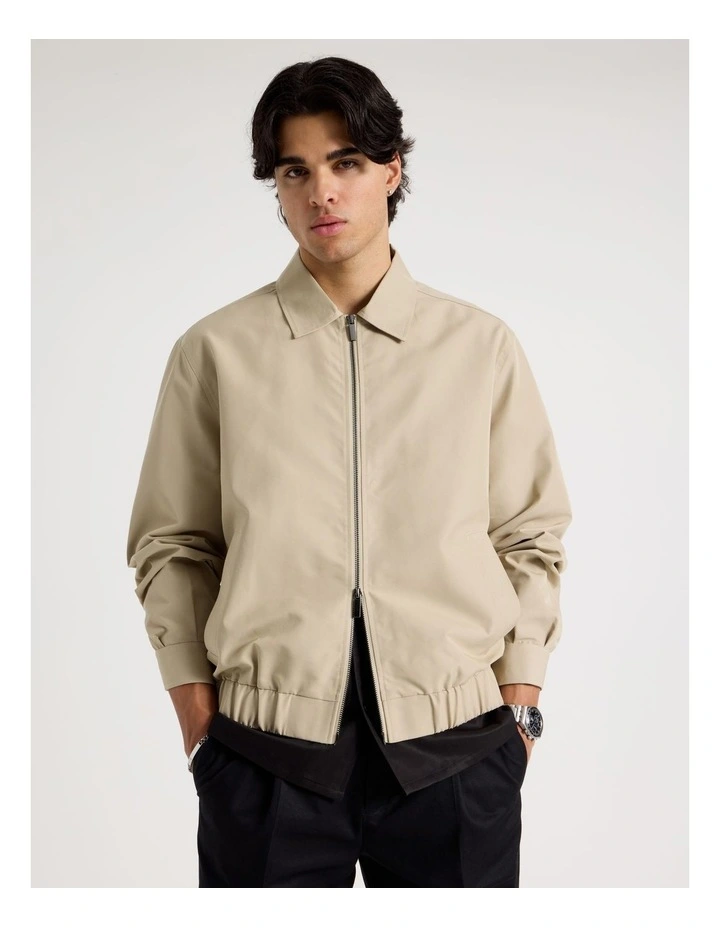 Cotton Twill Bomber Jacket in Sand image 5