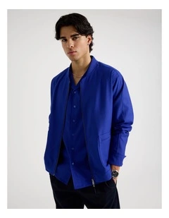 Pocket Detail Bomber Jacket in Cobalt