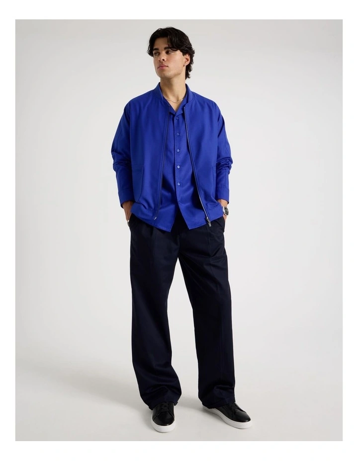 Pocket Detail Bomber Jacket in Cobalt image 2