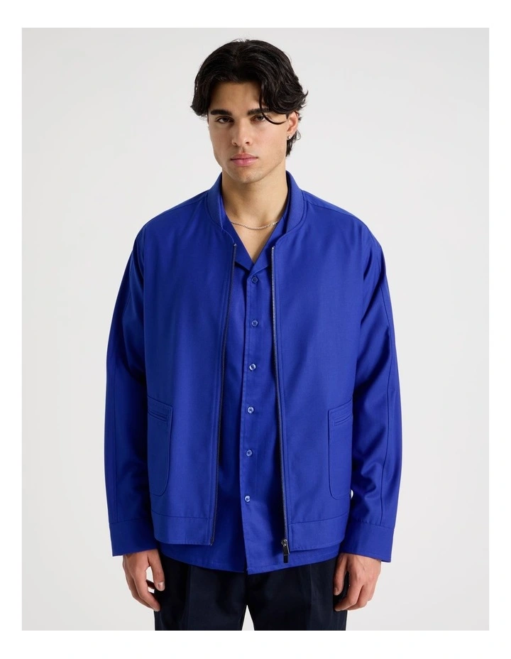 Pocket Detail Bomber Jacket in Cobalt image 4