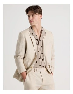 Single Breasted Linen Blazer in Stone