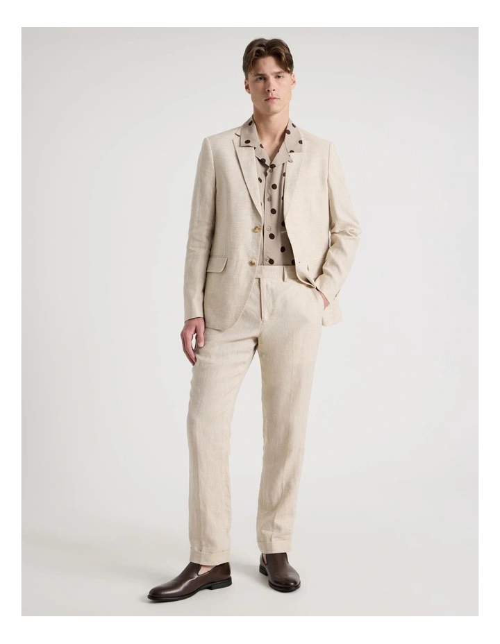 Single Breasted Linen Blazer in Stone image 2