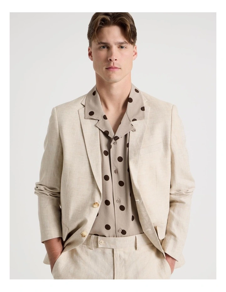 Single Breasted Linen Blazer in Stone image 3