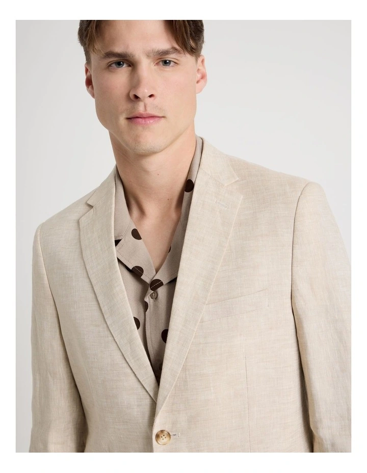 Single Breasted Linen Blazer in Stone image 4