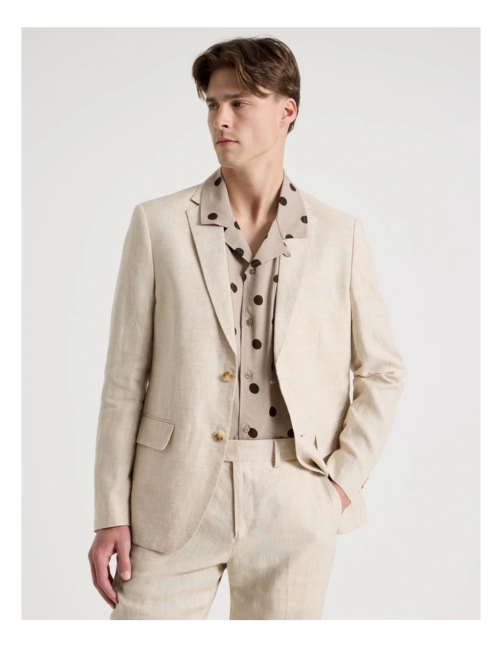 Single Breasted Linen Blazer in Stone image 5