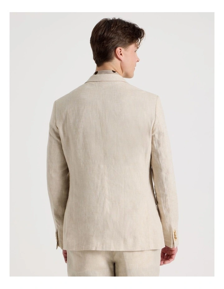 Single Breasted Linen Blazer in Stone image 6