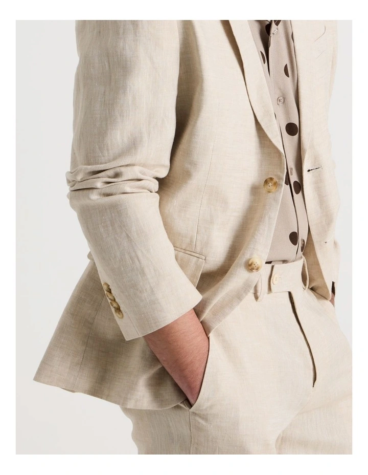Single Breasted Linen Blazer in Stone image 7