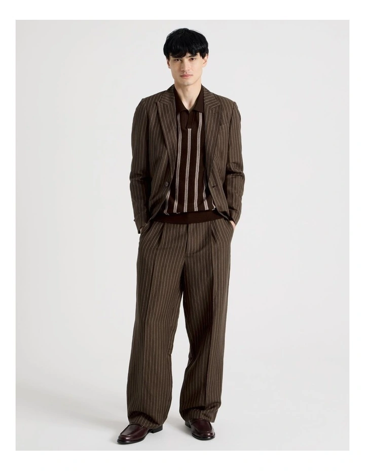 Pinstripe Double Breasted Blazer in Chocolate image 2