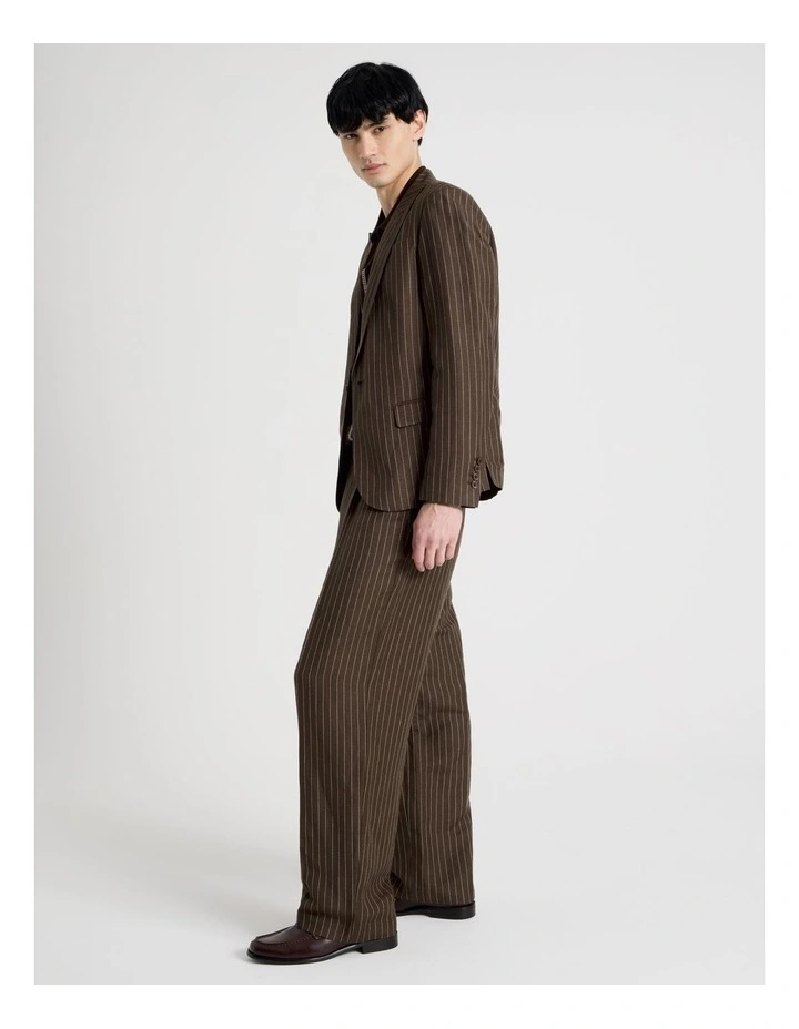 Pinstripe Double Breasted Blazer in Chocolate image 4