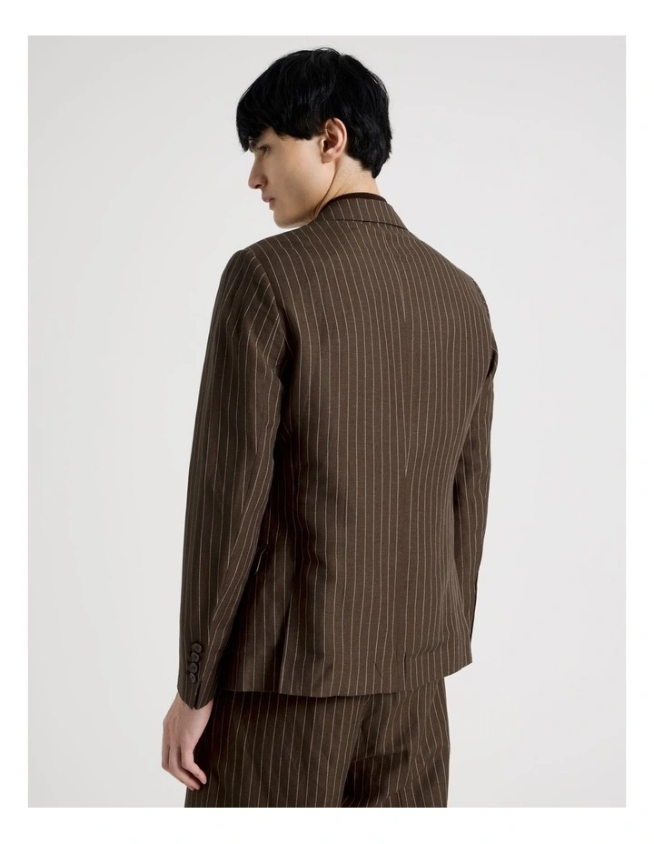 Pinstripe Double Breasted Blazer in Chocolate image 6