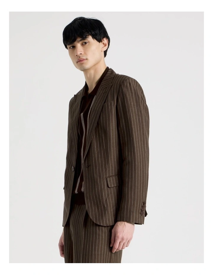 Pinstripe Double Breasted Blazer in Chocolate image 7