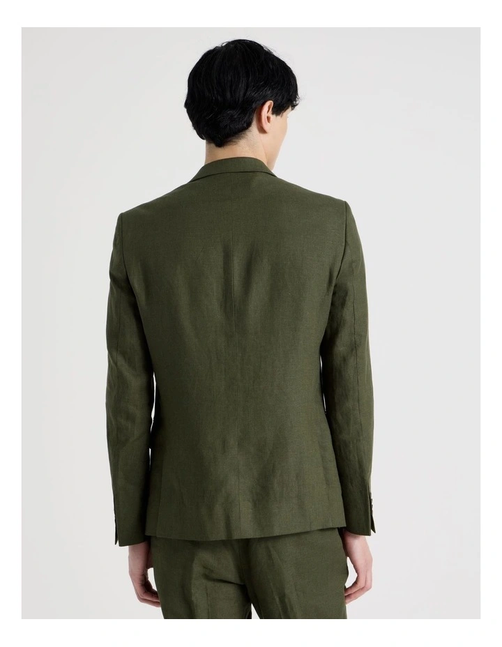 Single Breasted Linen Blazer in Olive image 6