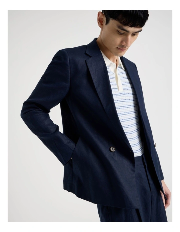 Linen Sleek Blazer in Navy image 2