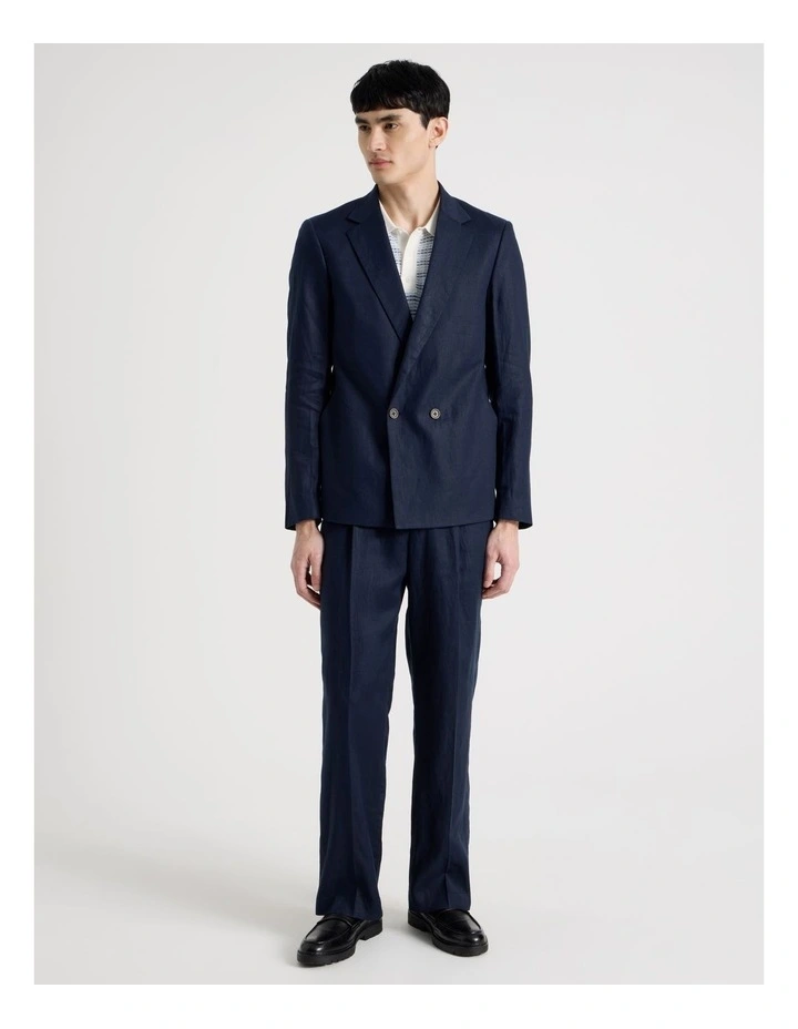 Linen Sleek Blazer in Navy image 3