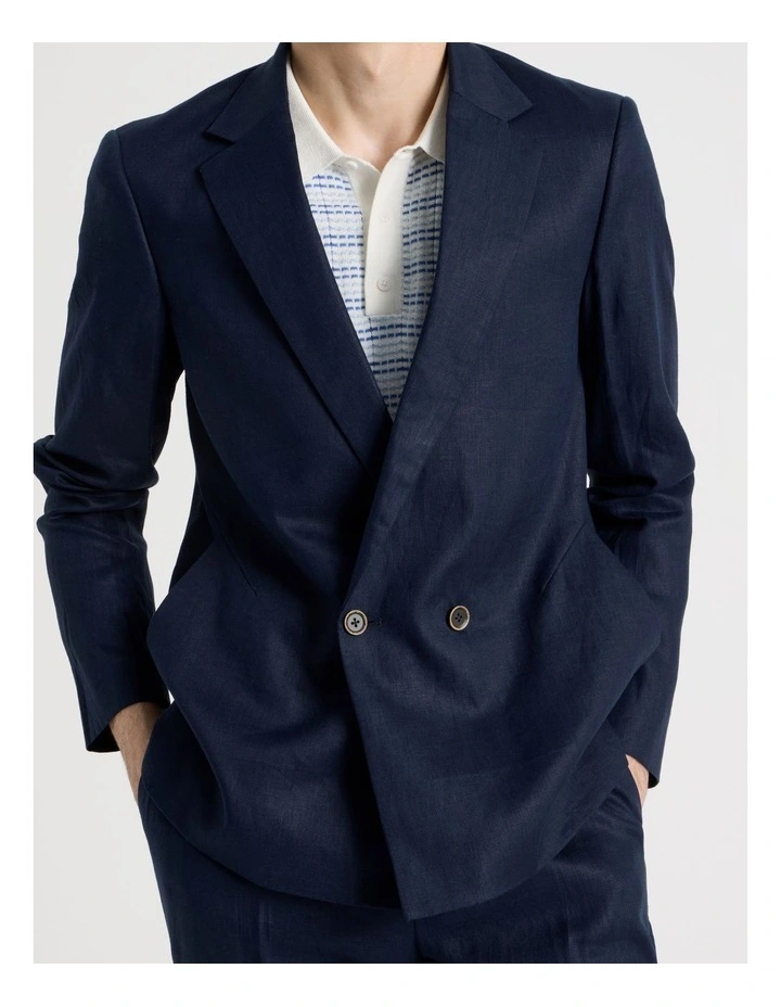 Linen Sleek Blazer in Navy image 4