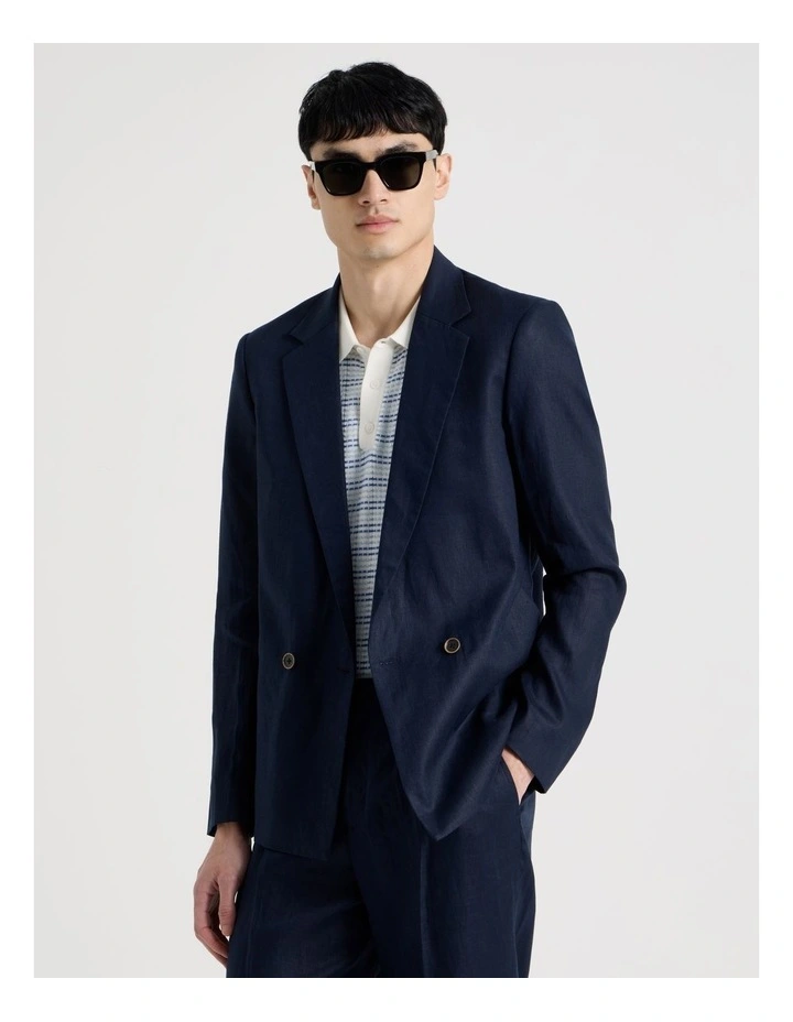 Linen Sleek Blazer in Navy image 5