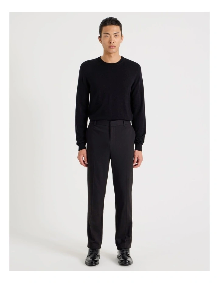 Crew Neck Australian Merino Wool Knit in Black image 7