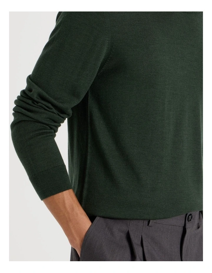 Crew Neck Australian Merino Wool Knit in Green image 5