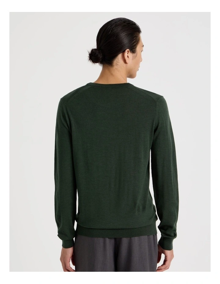 Crew Neck Australian Merino Wool Knit in Green image 6