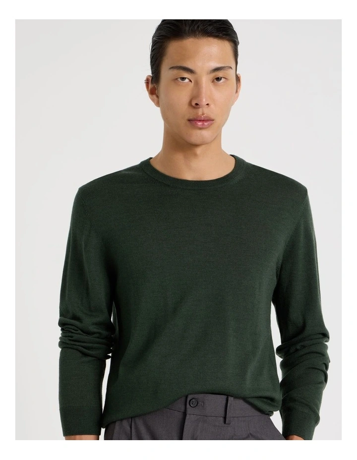 Crew Neck Australian Merino Wool Knit in Green image 7