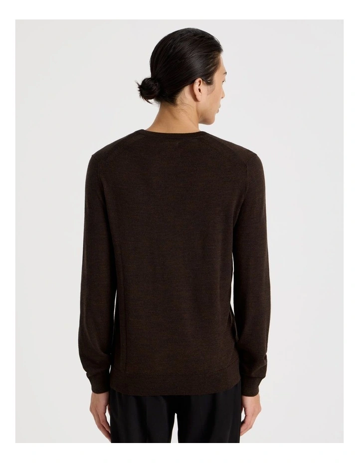 Crew Neck Australian Merino Wool Knit in Brown image 6