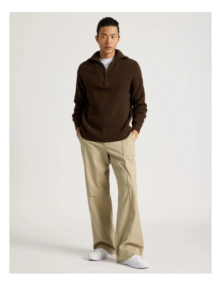 1/4 Zip Marle Knit in Brown image 4