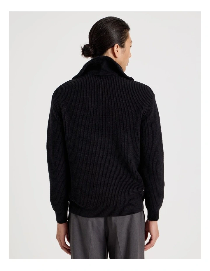 1/4 Zip Marle Knit in Black image 6