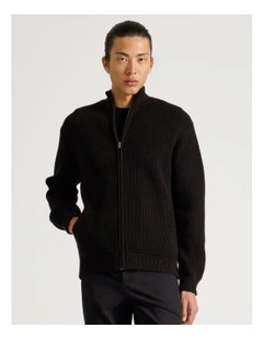 Zip Through Knit in Black