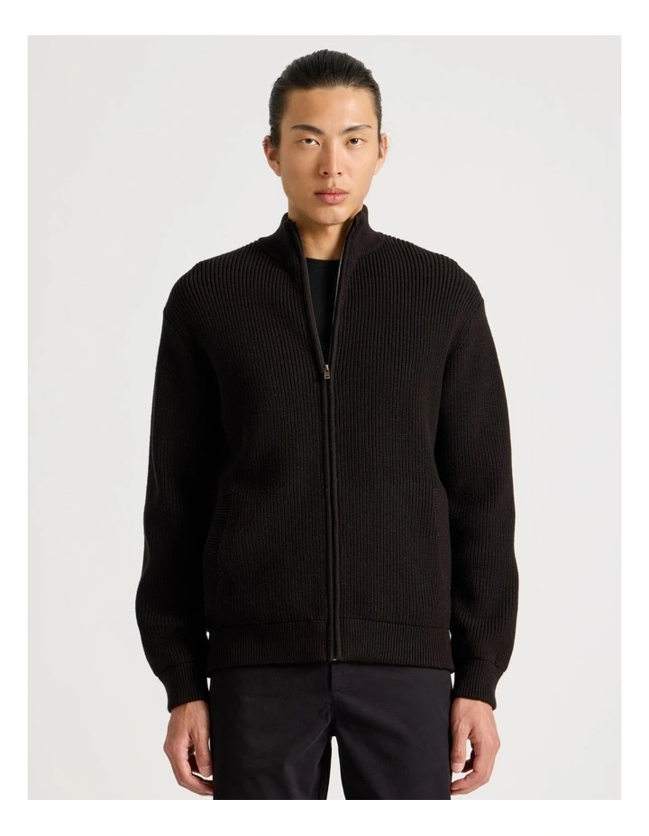 Zip Through Knit in Black image 4