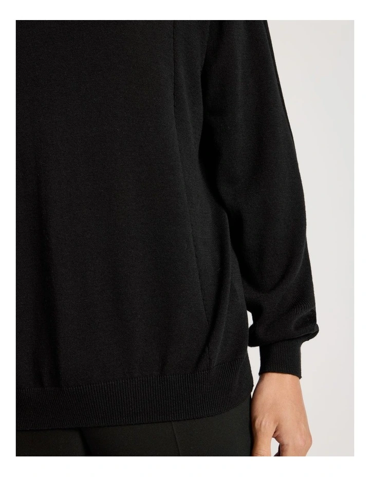 Johnny Collar Long Sleeve Knit Polo in Black image 7