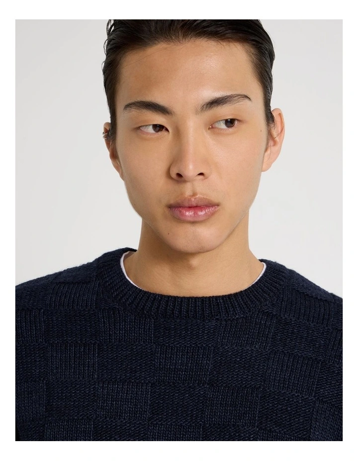Crew Neck Knit in Navy image 3