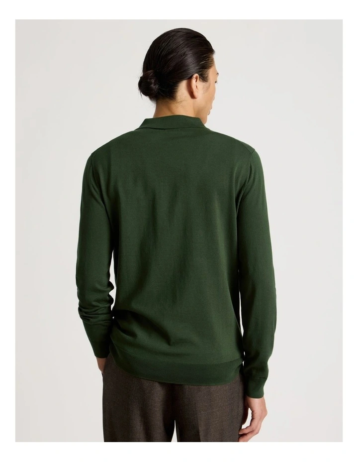 Long Sleeve Knit Polo in Green image 6
