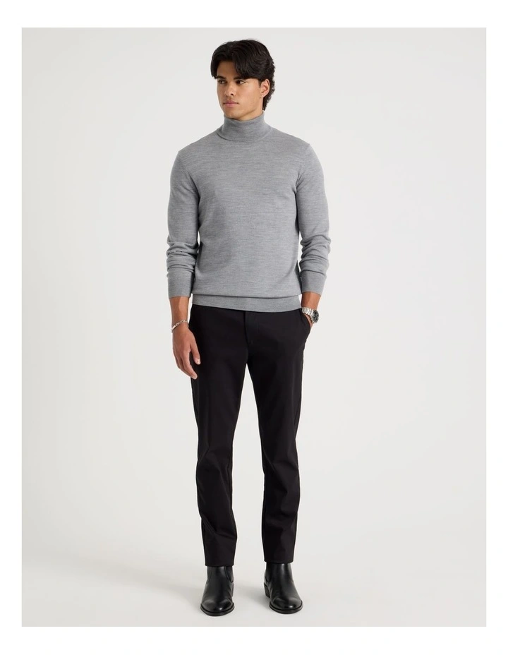 Merino Wool Roll Neck Knit in Grey image 4