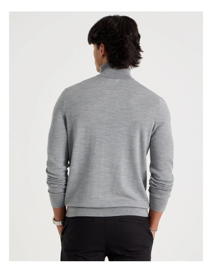 Merino Wool Roll Neck Knit in Grey image 6