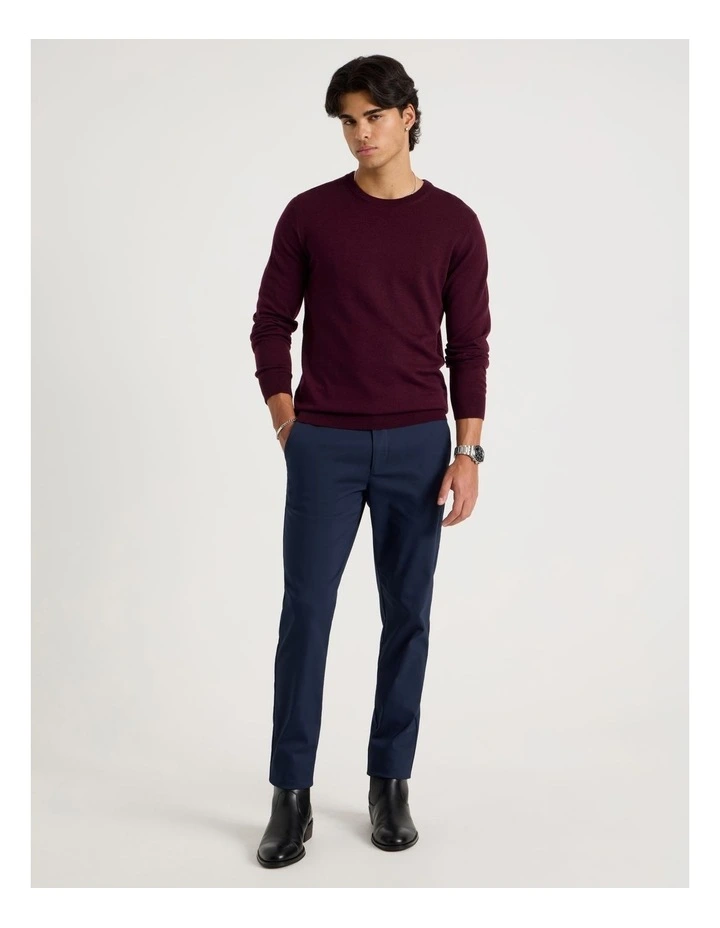 Crew Neck Merino Wool Knit in Burgundy image 2