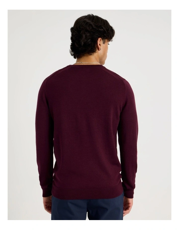 Crew Neck Merino Wool Knit in Burgundy image 6