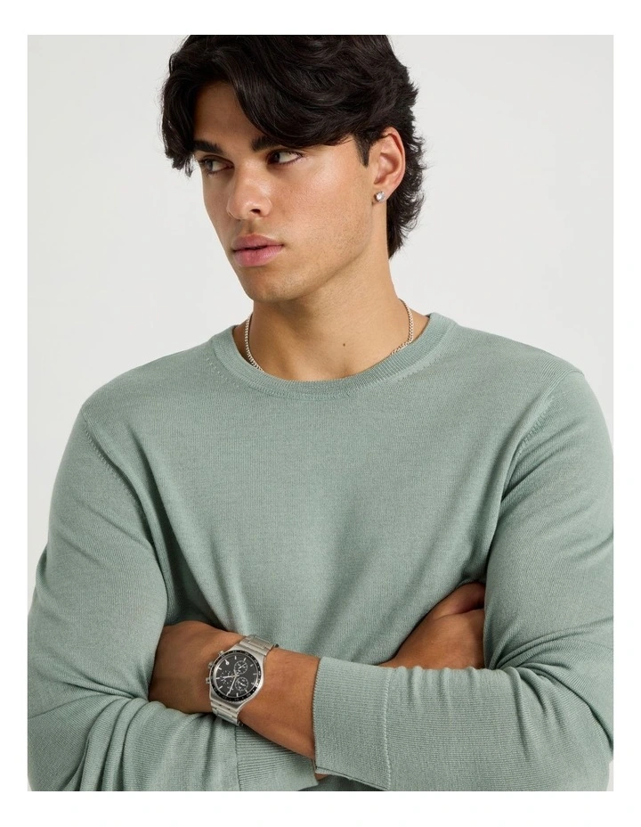 Crew Neck Merino Wool Knit in Sage image 3