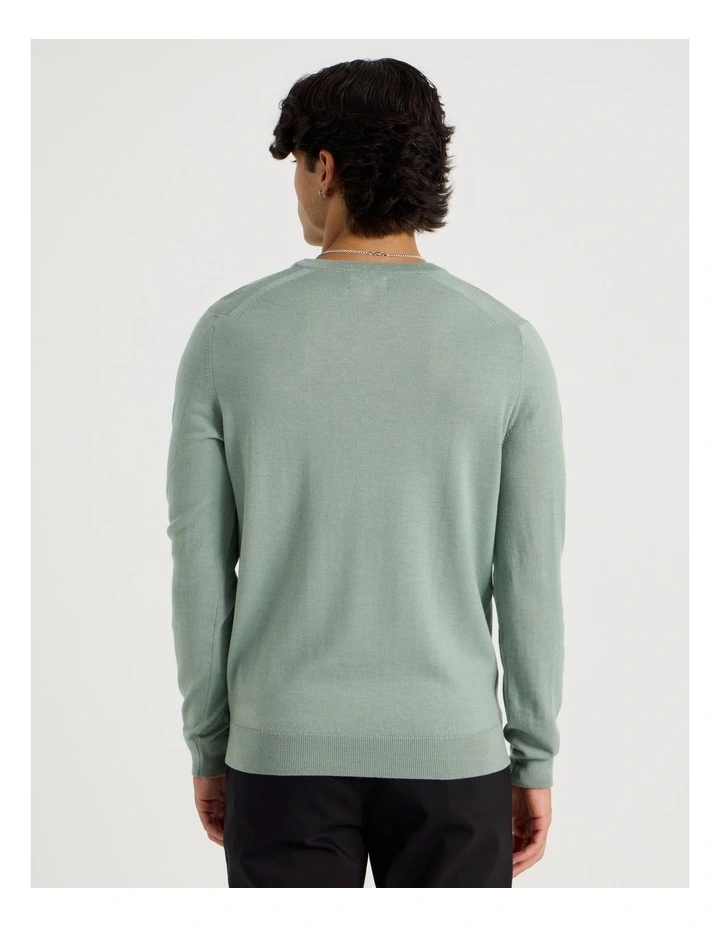 Crew Neck Merino Wool Knit in Sage image 6