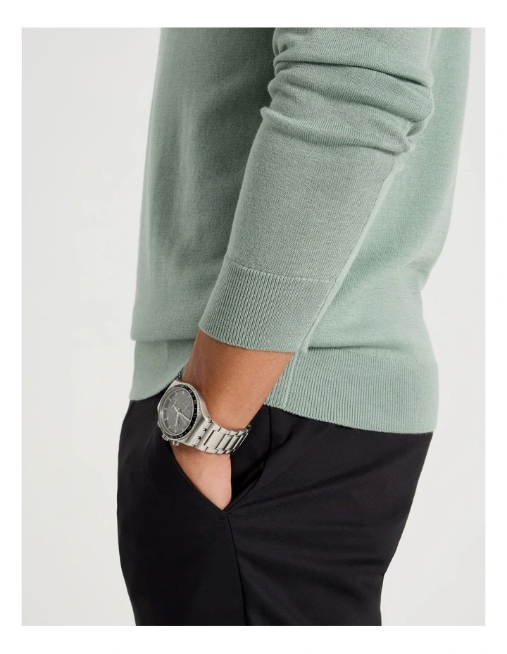 Crew Neck Merino Wool Knit in Sage image 7